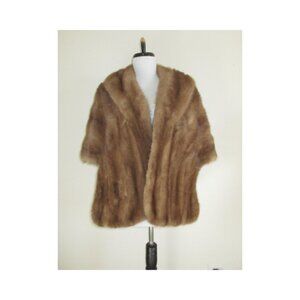Vintage 50's Natural Brown Autumn Haze Mink Fur Stole Cape Fur Label Authority